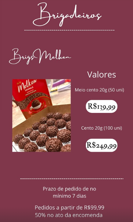 Cardápio Brigs Melken